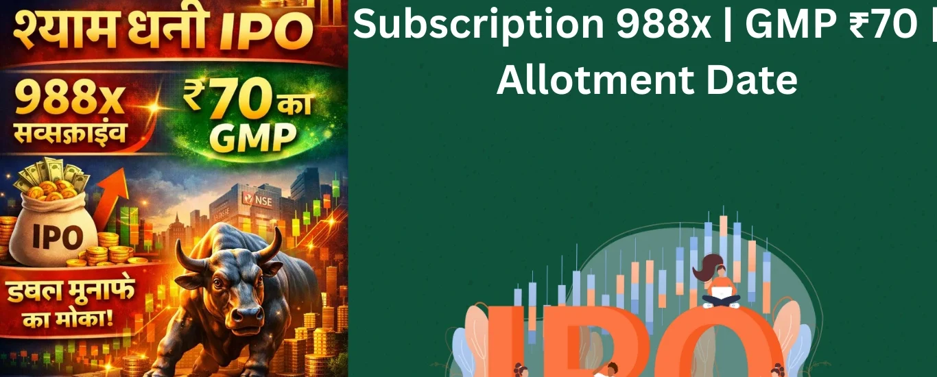 Shyam Dhani IPO Subscription 988x | GMP ₹70 | Allotment Date