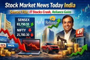 Stock Market News Today India: Sensex Flat, IT Stocks Crash, Reliance Gains